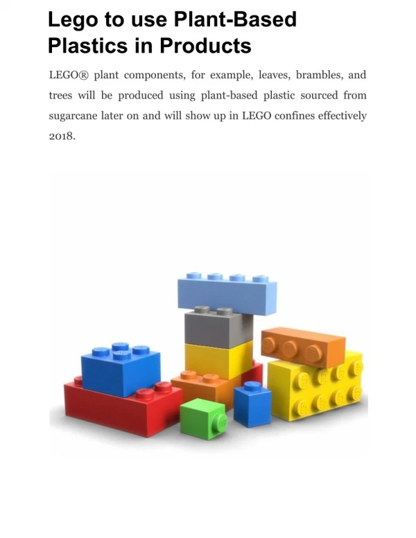 Lego to use Plant-Based Plastics in Products