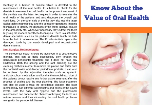 Know About the Value of Oral Health