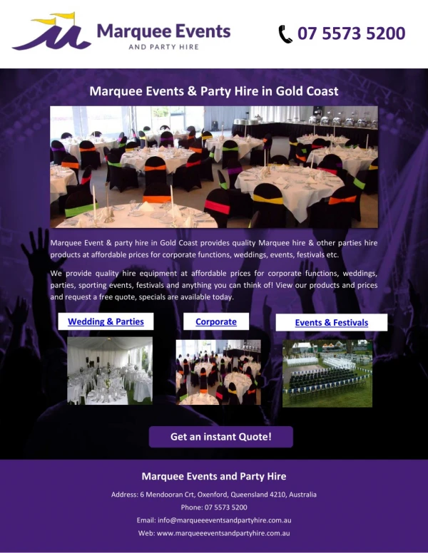 Marquee Events & Party Hire in Gold Coast