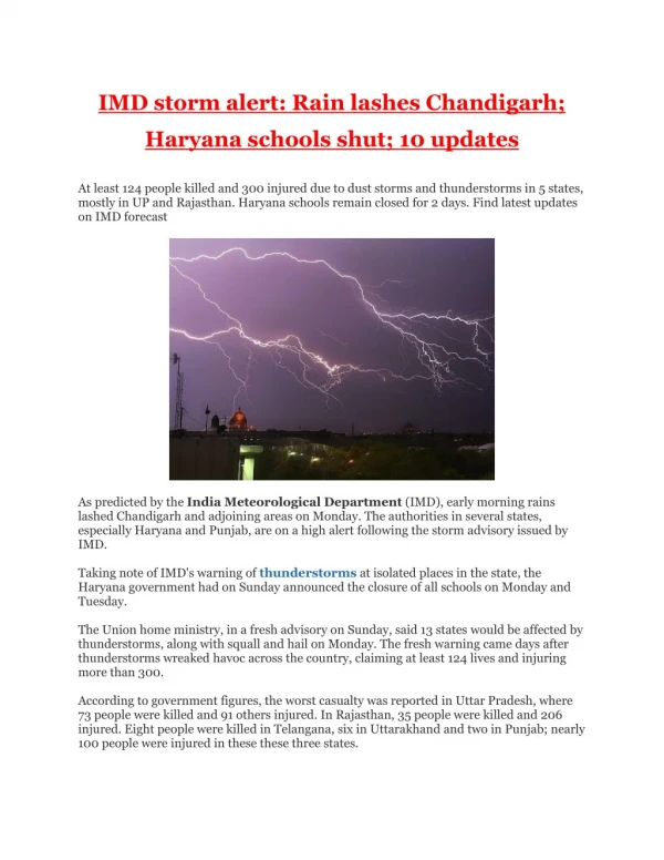 IMD storm alert: Rain lashes Chandigarh; Haryana schools shut; 10 updates
