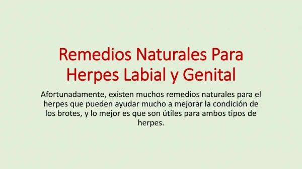 Remedios Naturales Para El Herpes Labial y Genital