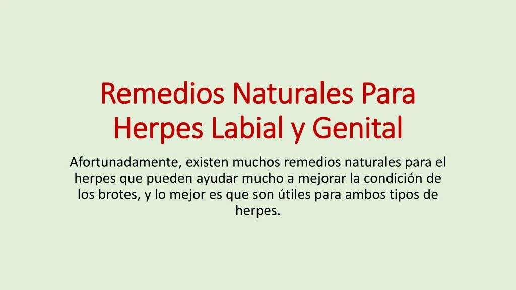 remedios naturales para herpes labial y genital