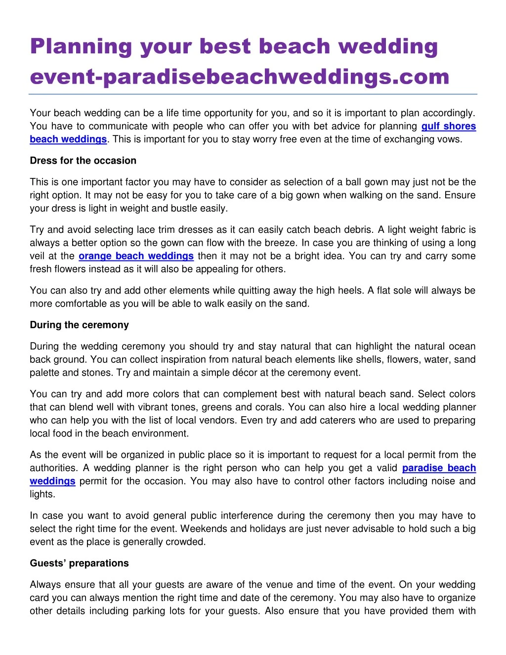 planning your best beach wedding event