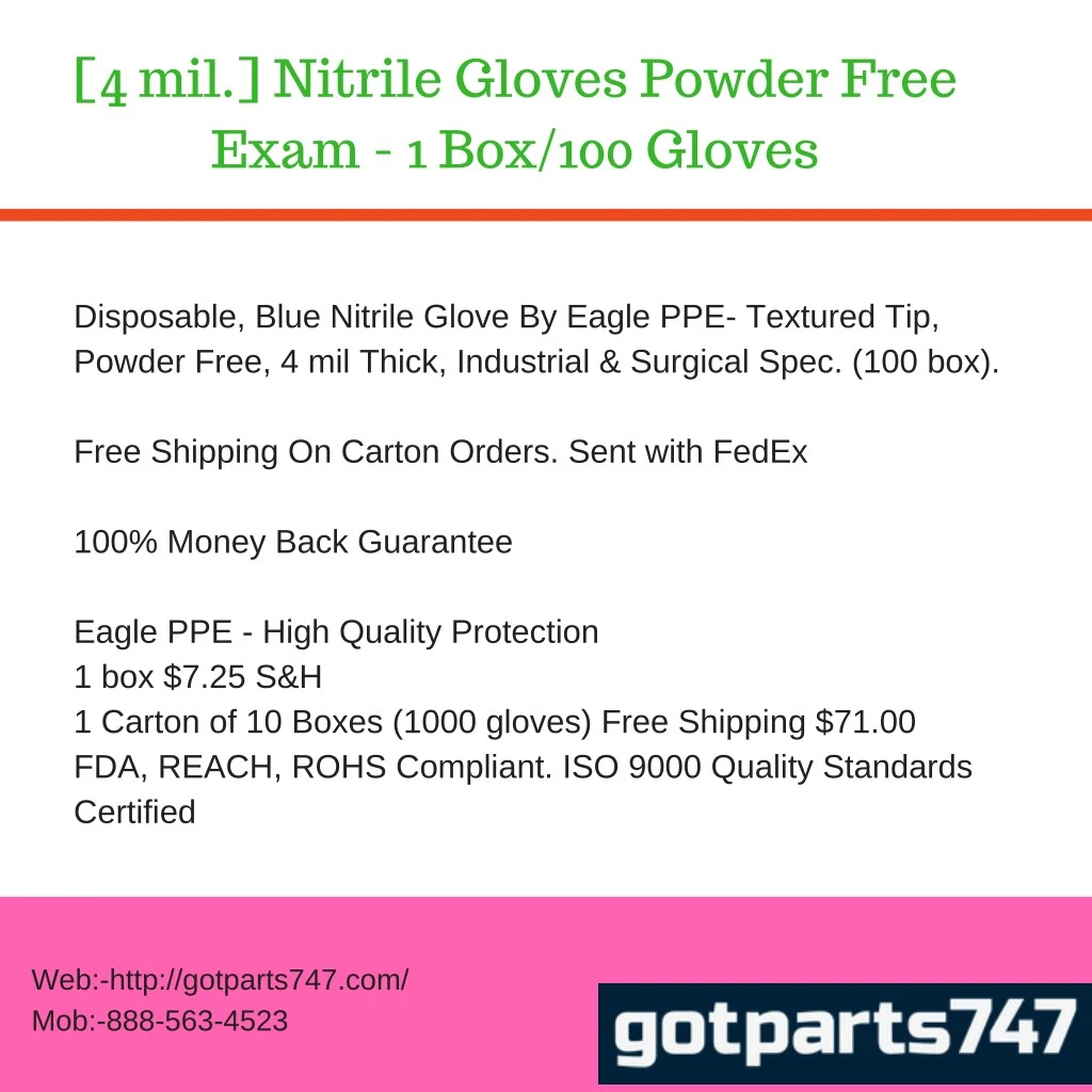 4 mil nitrile gloves powder free exam