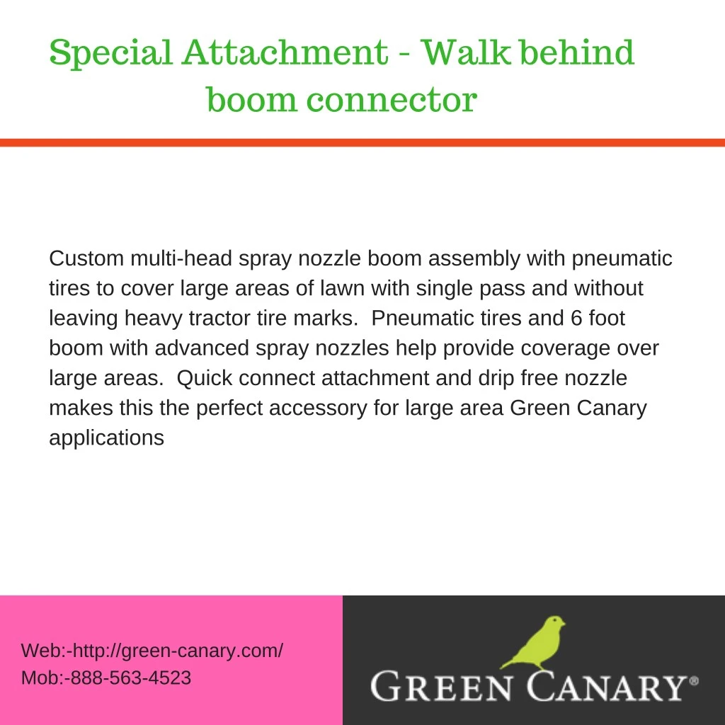 special attachment walk behind boom connector