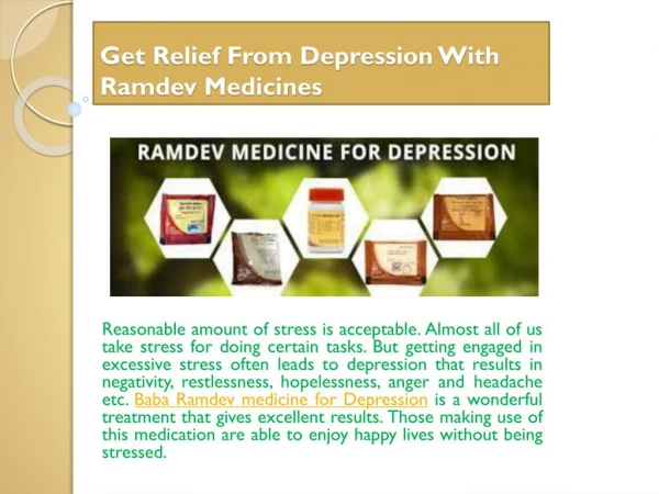 Get Relief From Depression With Ramdev Medicines