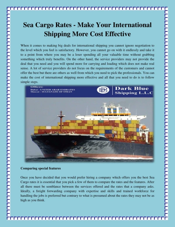 Sea Cargo Rates - Make Your International Shipping More Cost Effective