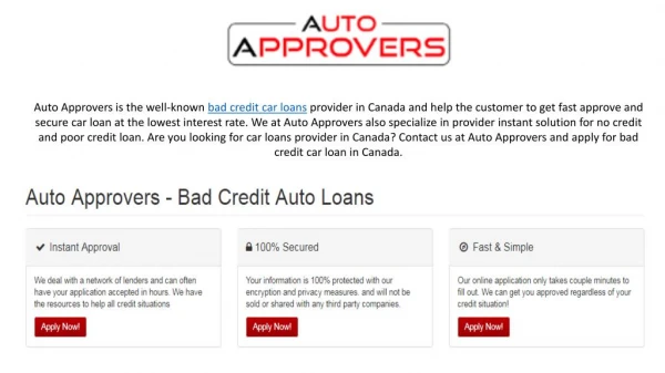 Bad credit Car Loan