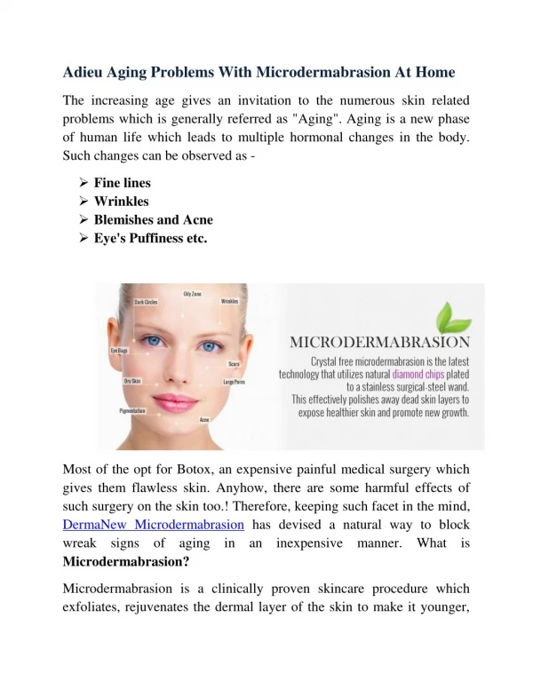 Adieu Aging Problems With Microdermabrasion At Home
