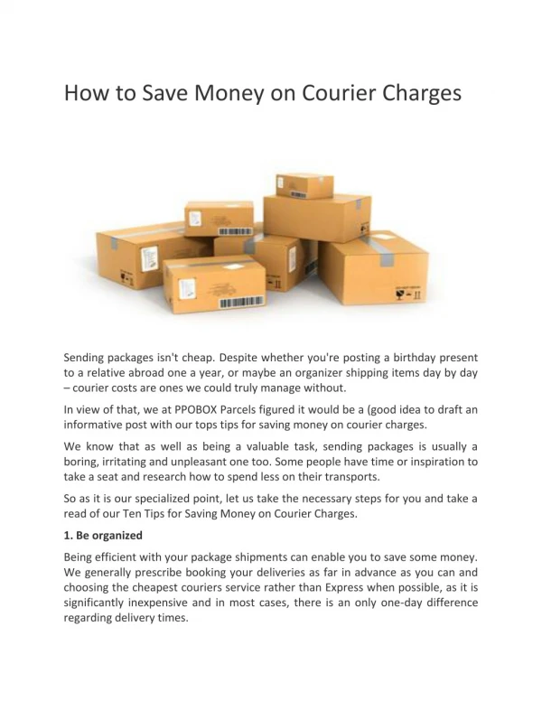 How To Save Money On Courier Charges – Top 10 Creative Tips