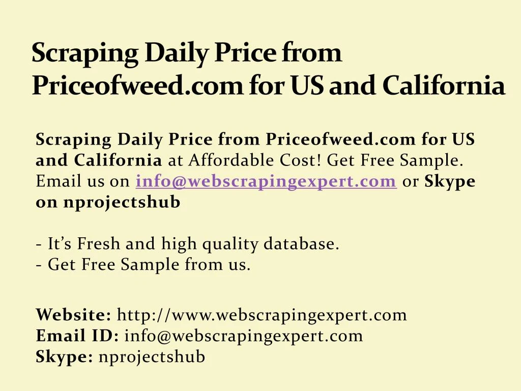 scraping daily price from priceofweed com for us and california