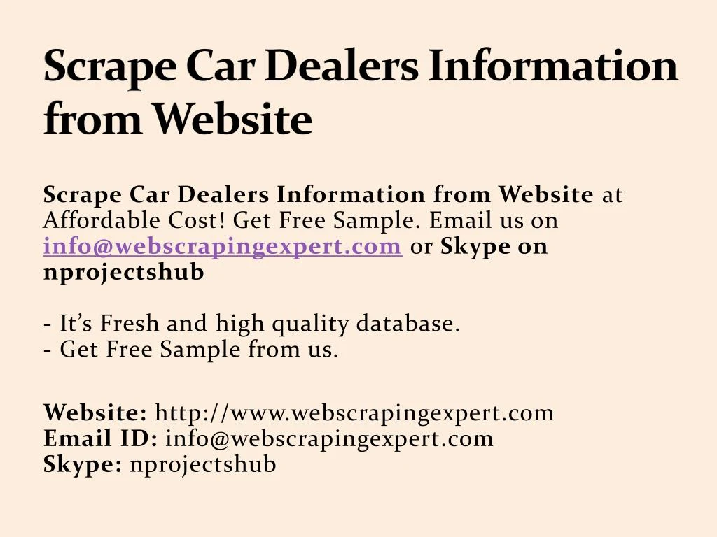 scrape car dealers information from website