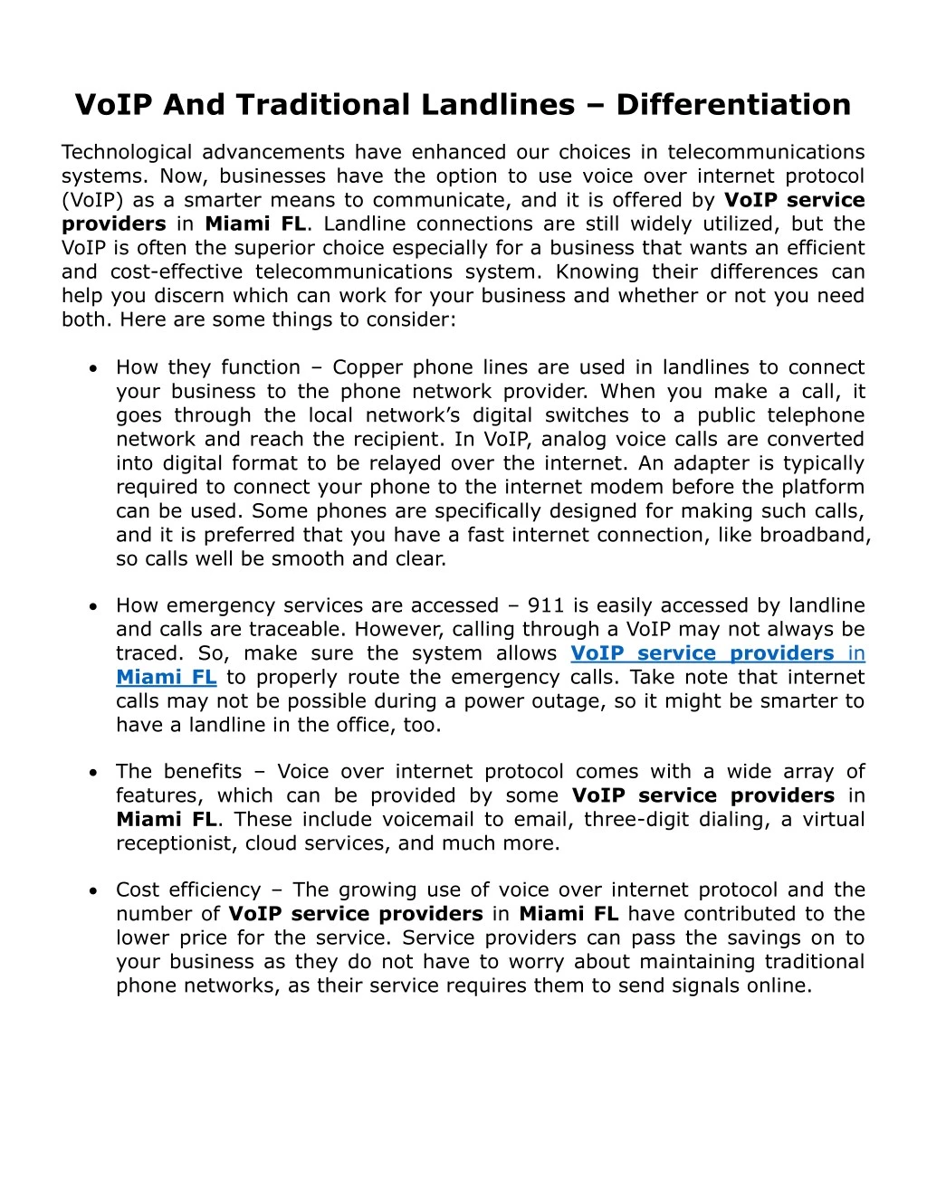 voip and traditional landlines differentiation