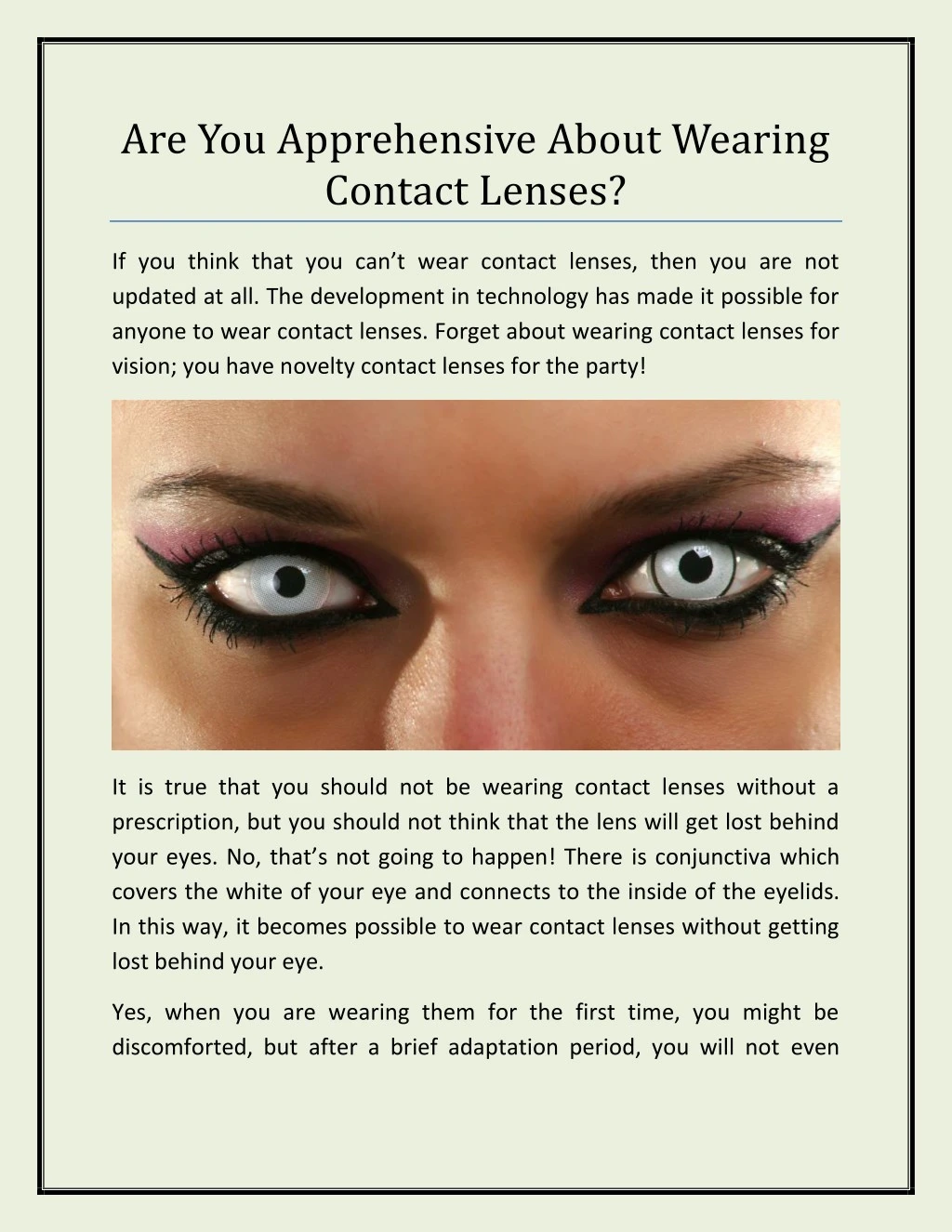 are you apprehensive about wearing contact lenses