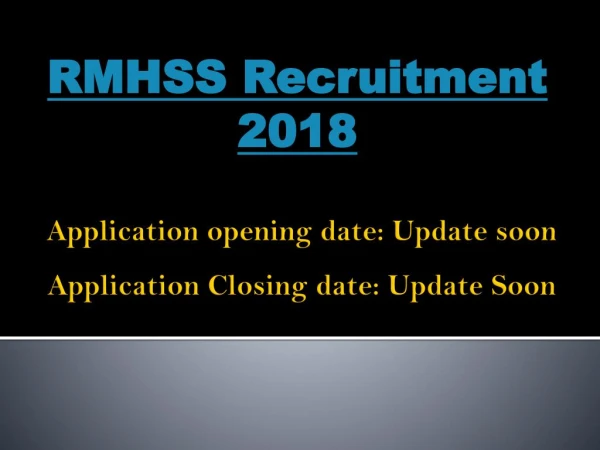 RMHSS Recruitment 2018