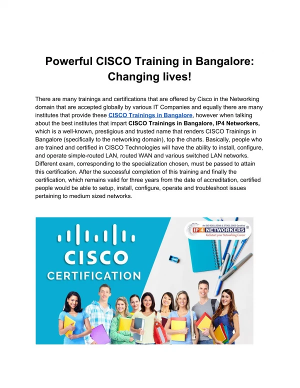 Cisco Training Institute Bangalore, India