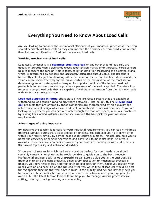 Everything You Need to Know About Load Cells