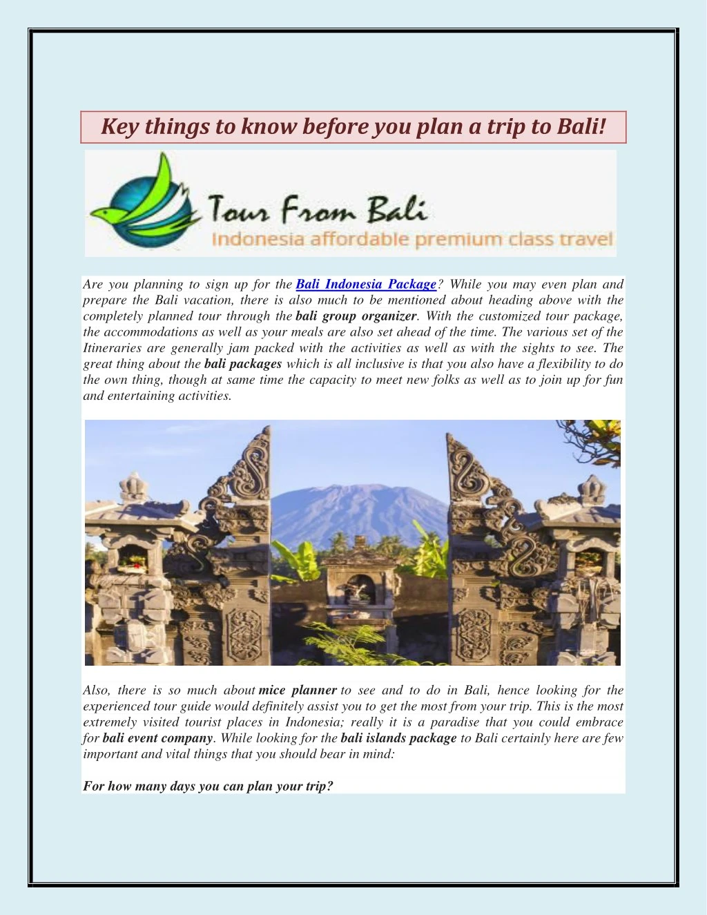key things to know before you plan a trip to bali
