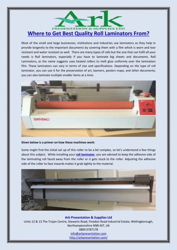 Where to Get Best Quality Roll Laminators From?