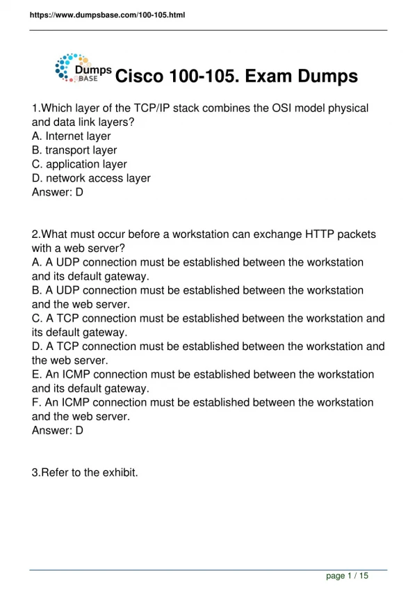 Cisco 100-105 ICND1 Exam Questions