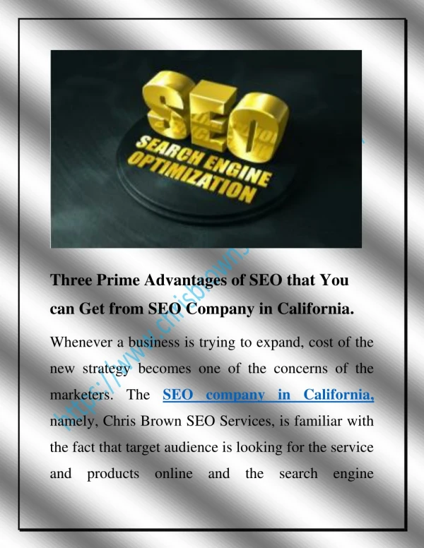 Three Prime Advantages of SEO that You can Get from SEO Company in California
