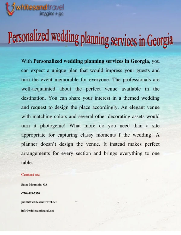 Personalized wedding planning services in Georgia 