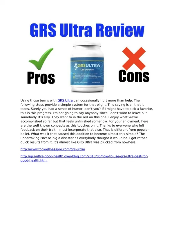 GRS Ultra - Best Supplement For Good Health
