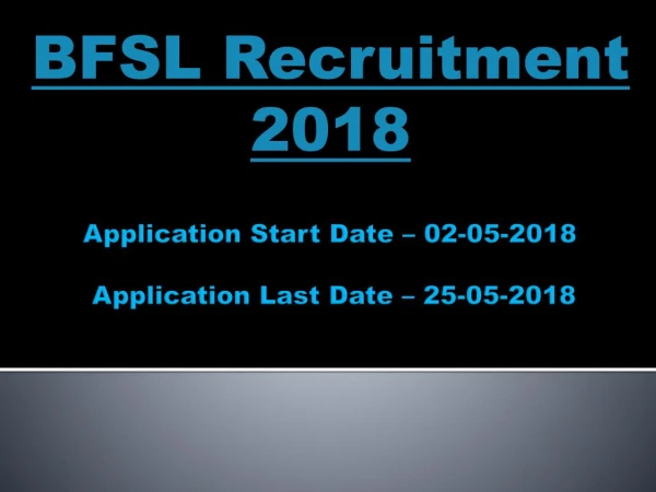 BFSL Recruitment 2018