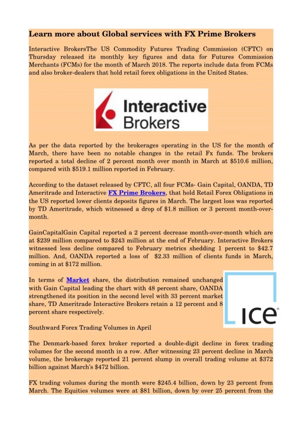 Checkout the latest information on FX Prime Brokers