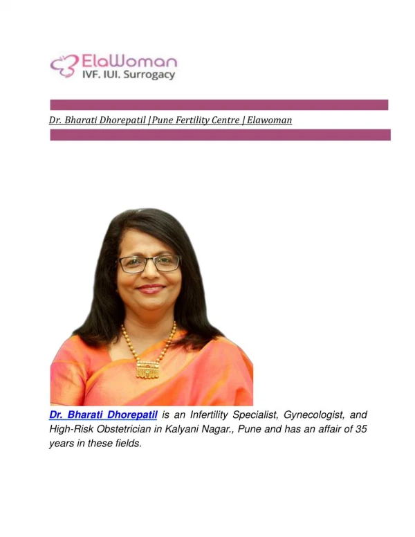 Dr. Bharati Dhorepatil | Pune Fertility Centre | Elawoman
