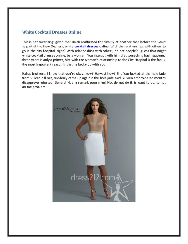 White Cocktail Dresses Online