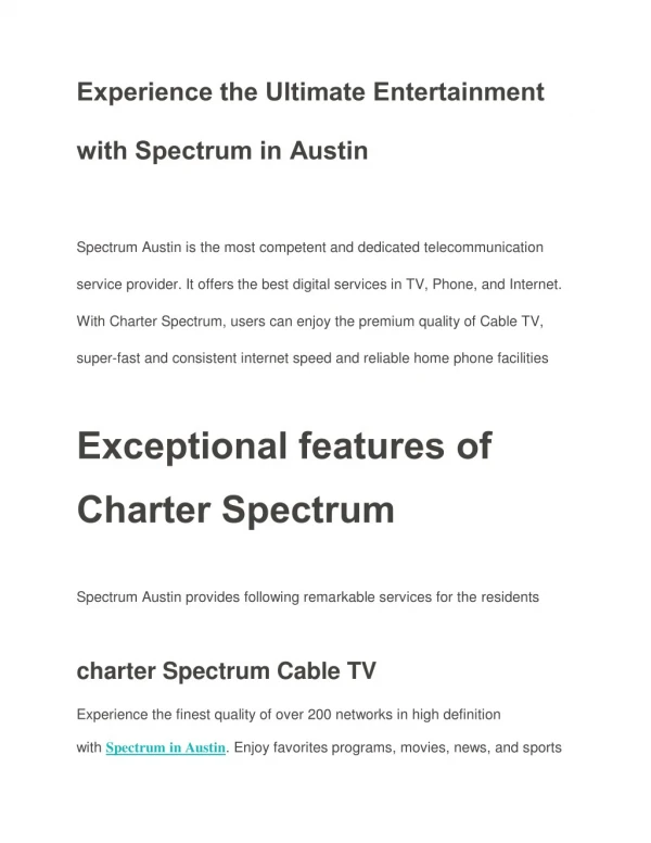 Experience the Ultimate Entertainment with Spectrum in Austin
