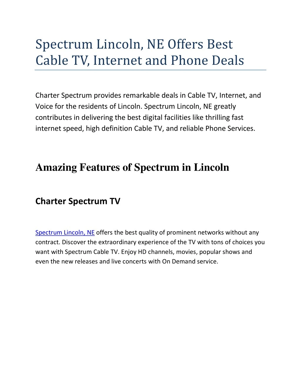 spectrum lincoln ne offers best cable tv internet