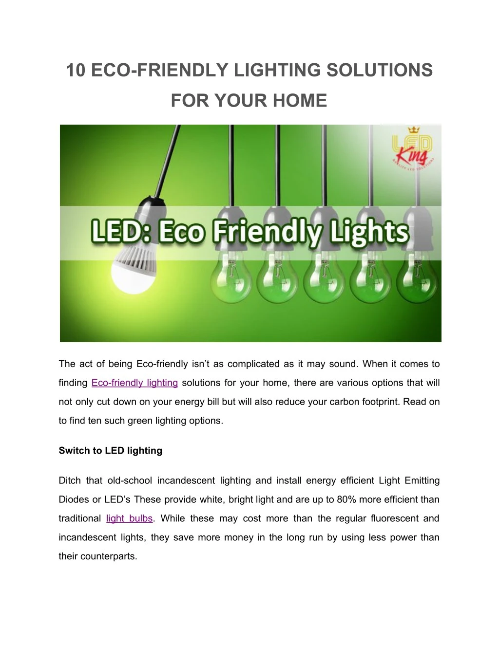 10 eco friendly lighting solutions