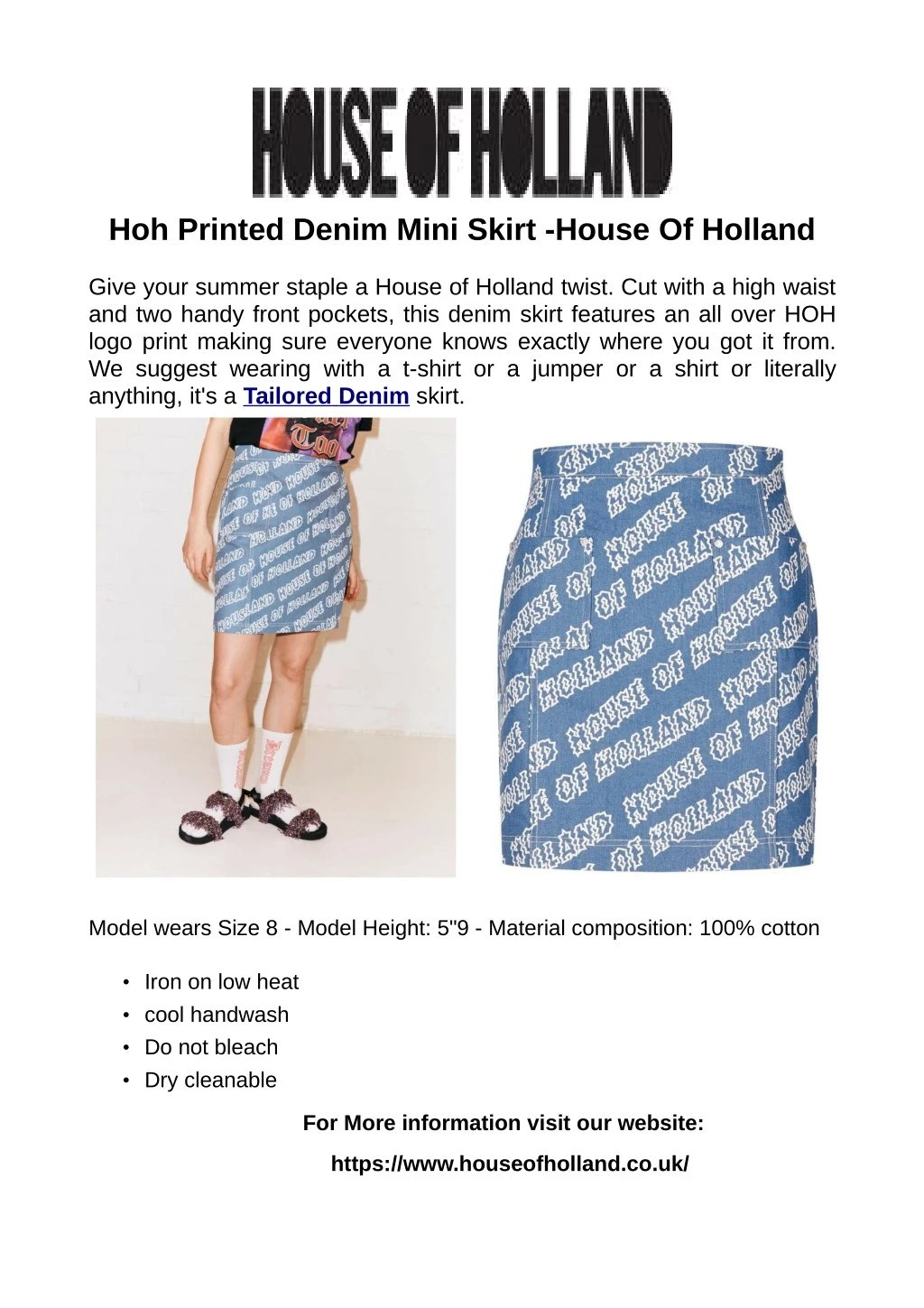 hoh printed denim mini skirt house of holland