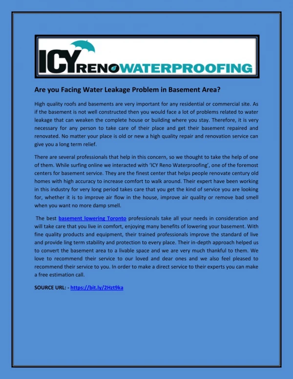 Are you Facing Water Leakage Problem in Basement Area?