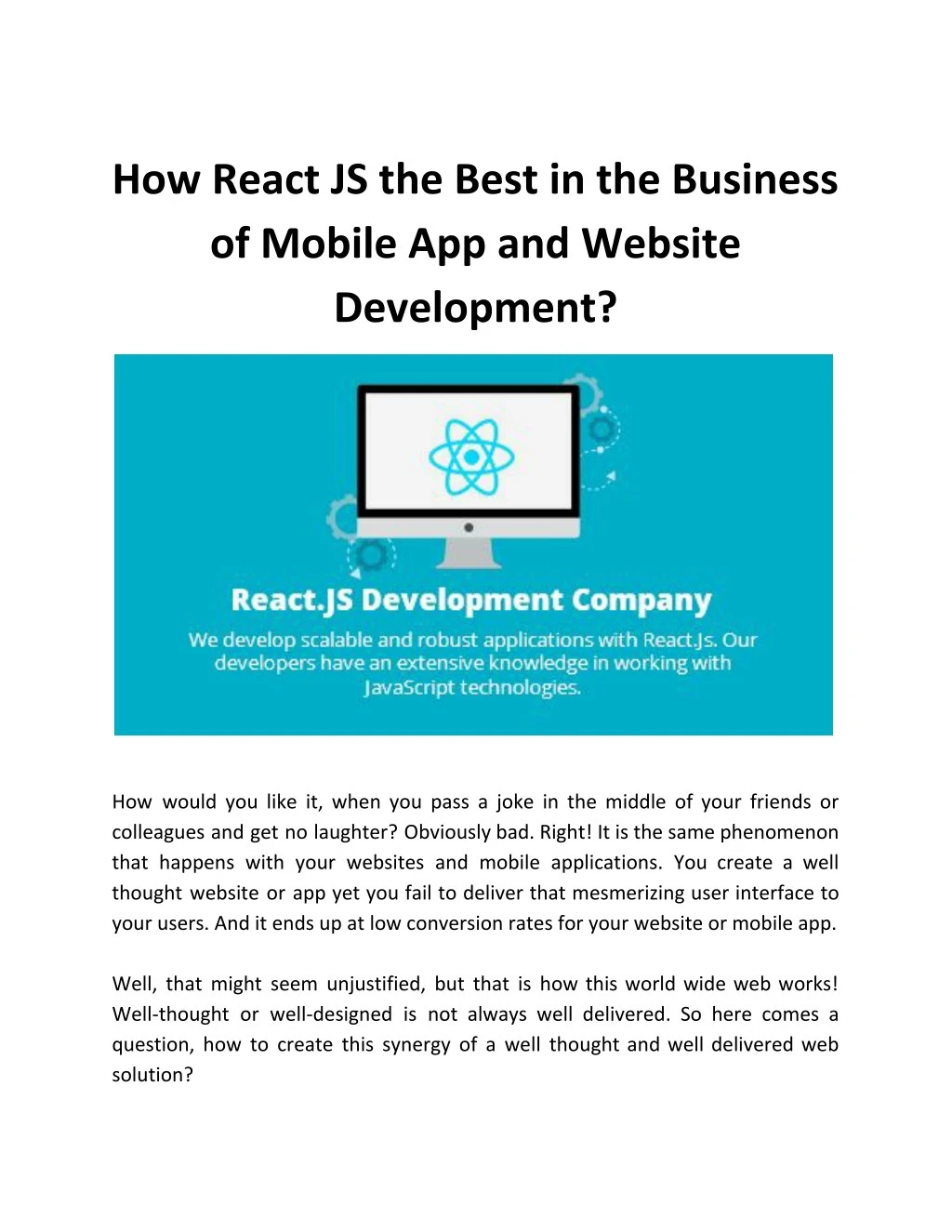 how react js the best in the business of mobile