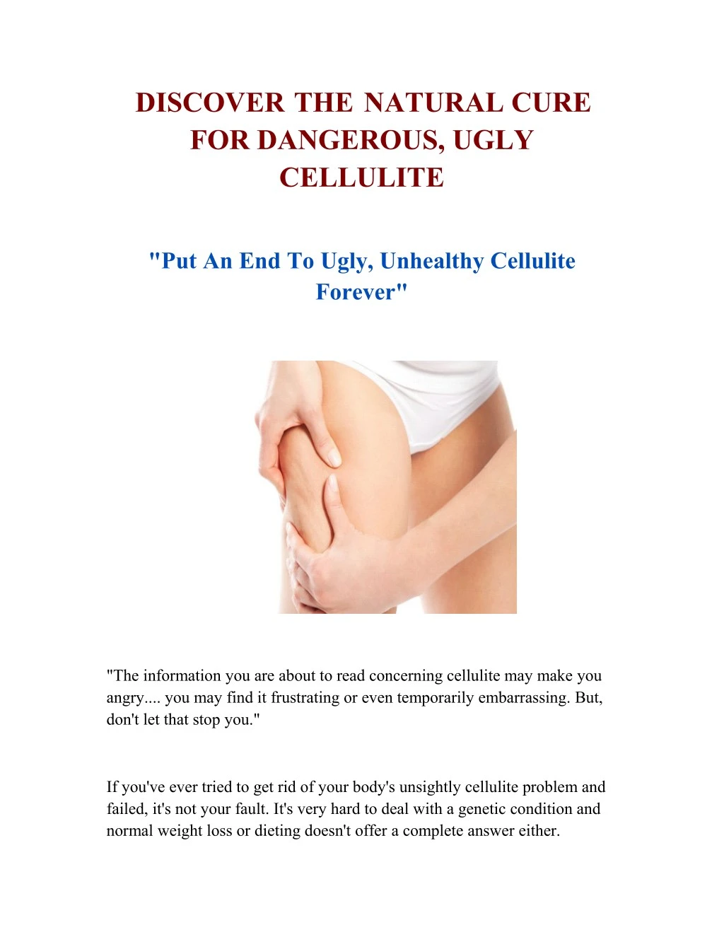 discover the natural cure for dangerous ugly