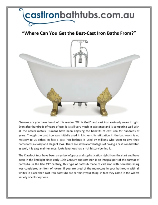 â€œWhere Can You Get the Best-Cast Iron Baths From?â€