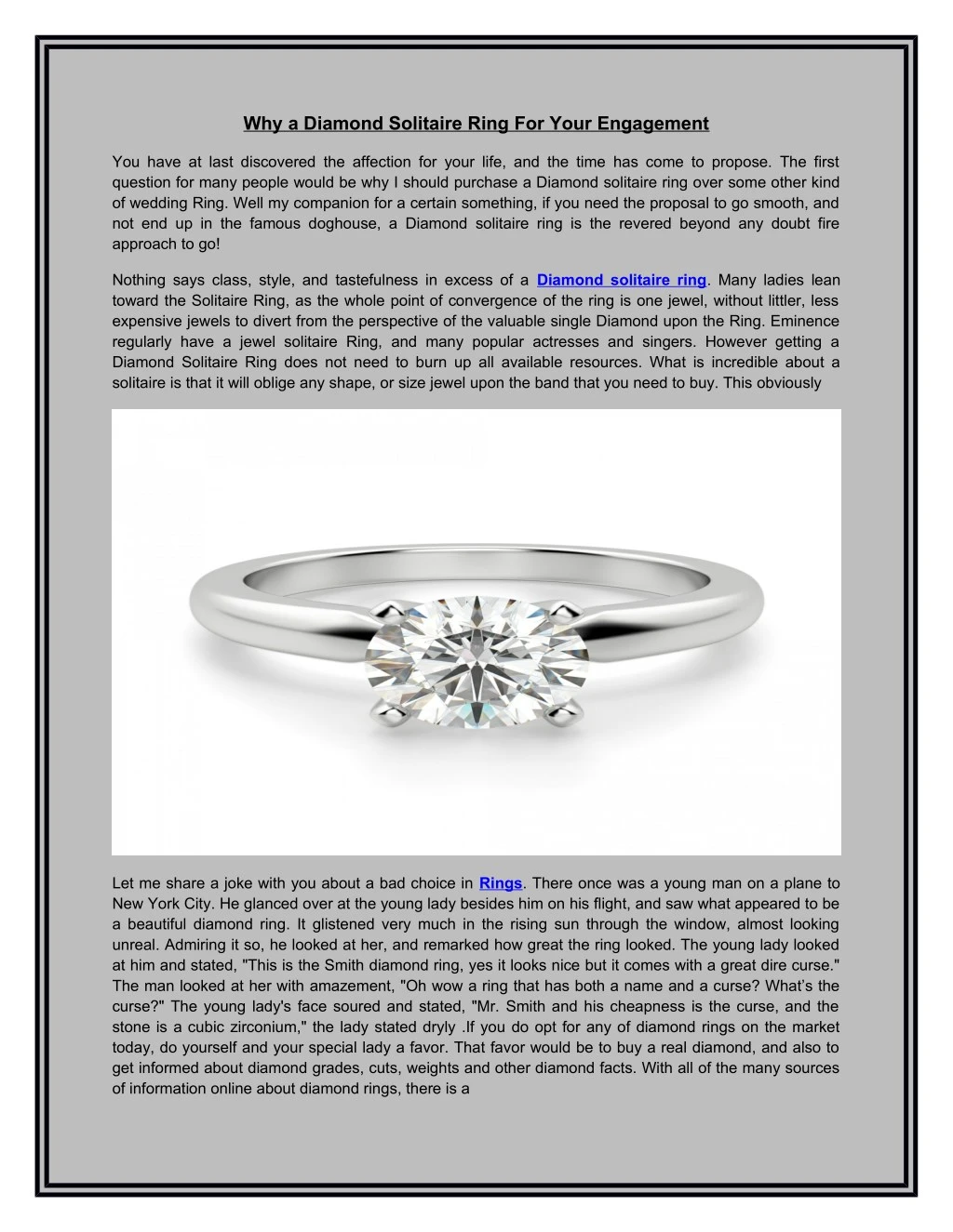 why a diamond solitaire ring for your engagement
