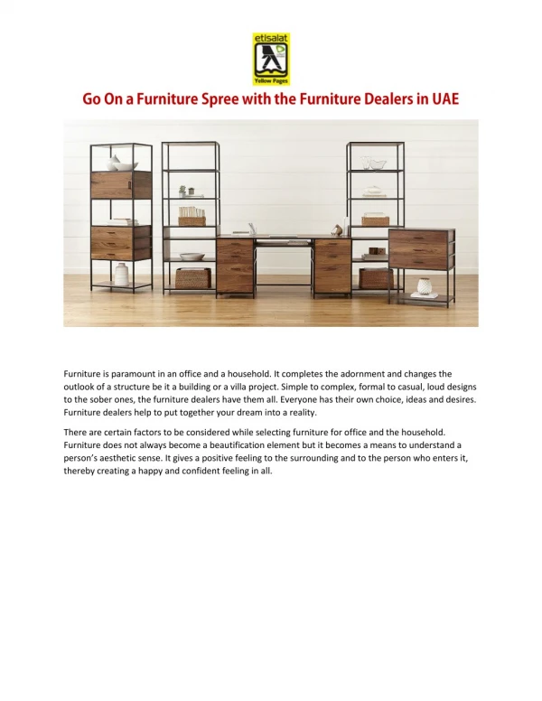 Go On a Furniture Spree with the Furniture Dealers in UAE