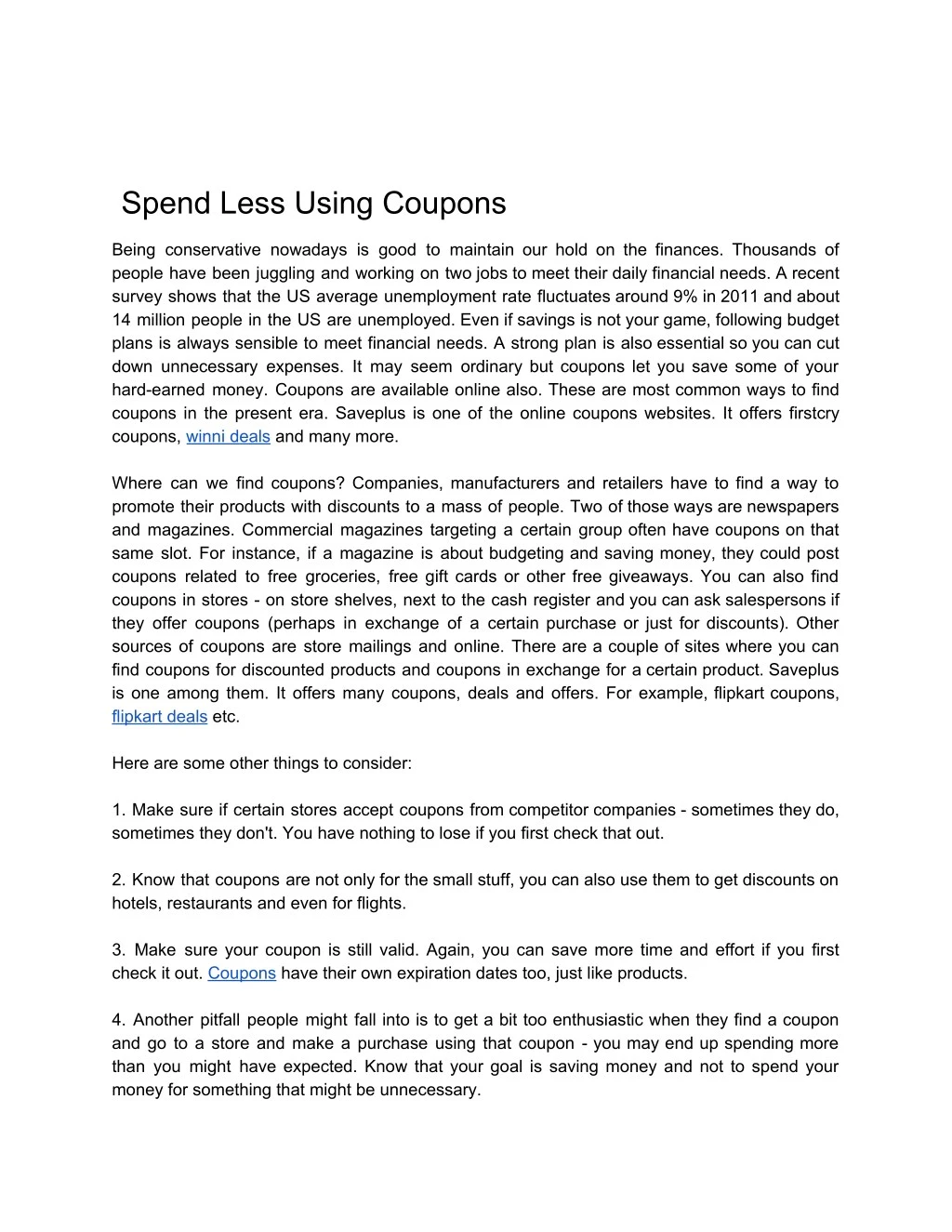 spend less using coupons
