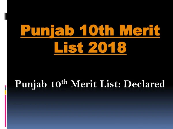 Punjab 10th Merit List 2018