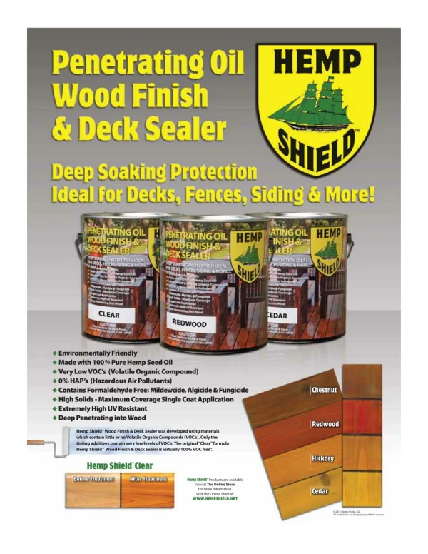 Hemp Shield Deck Stains and Sealer Wood Finish Products