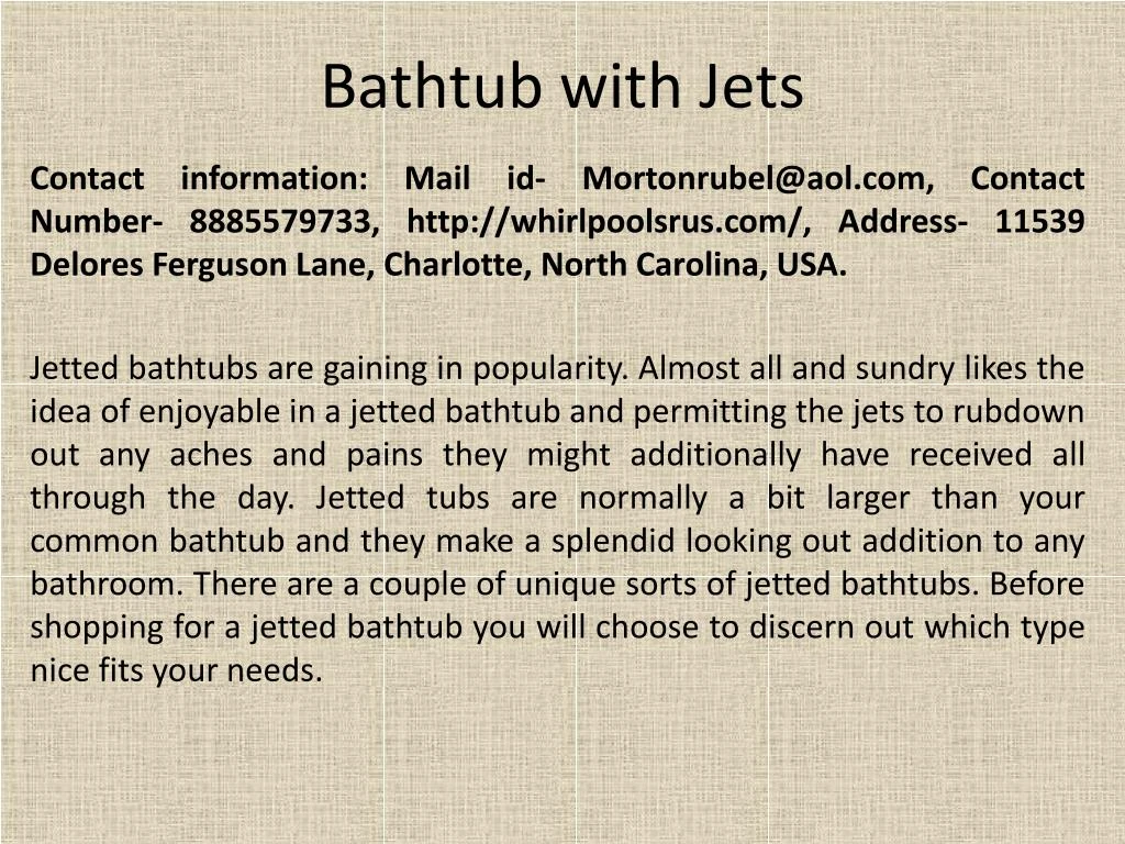 bathtub with jets