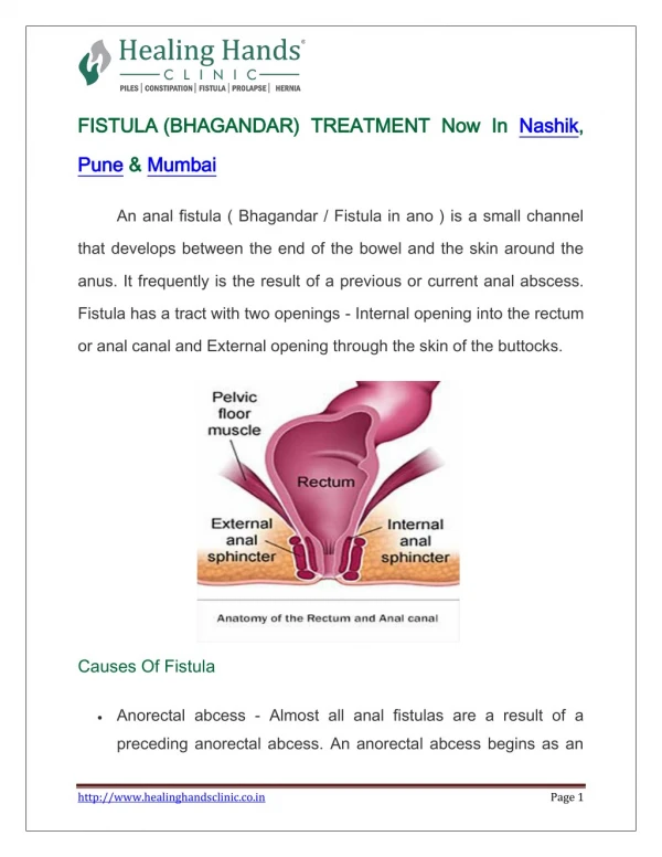 FISTULA TREATMENT Now In Nashik, Pune & Mumbai