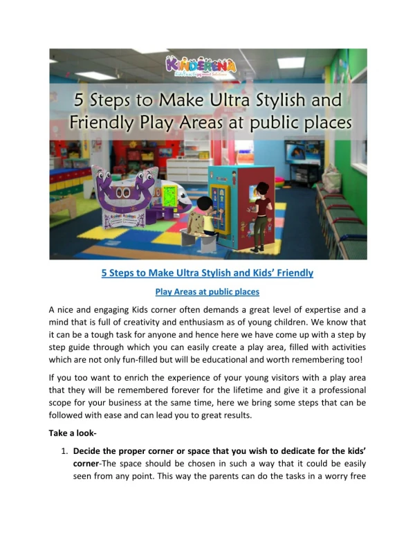 5 Steps to Make Ultra Stylish and Kidsâ€™ Friendly Play Areas at public places