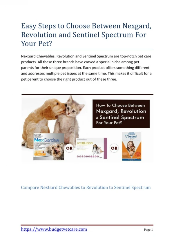 Easy Steps to Choose Between Nexgard, Revolution and Sentinel Spectrum For Your Pet?