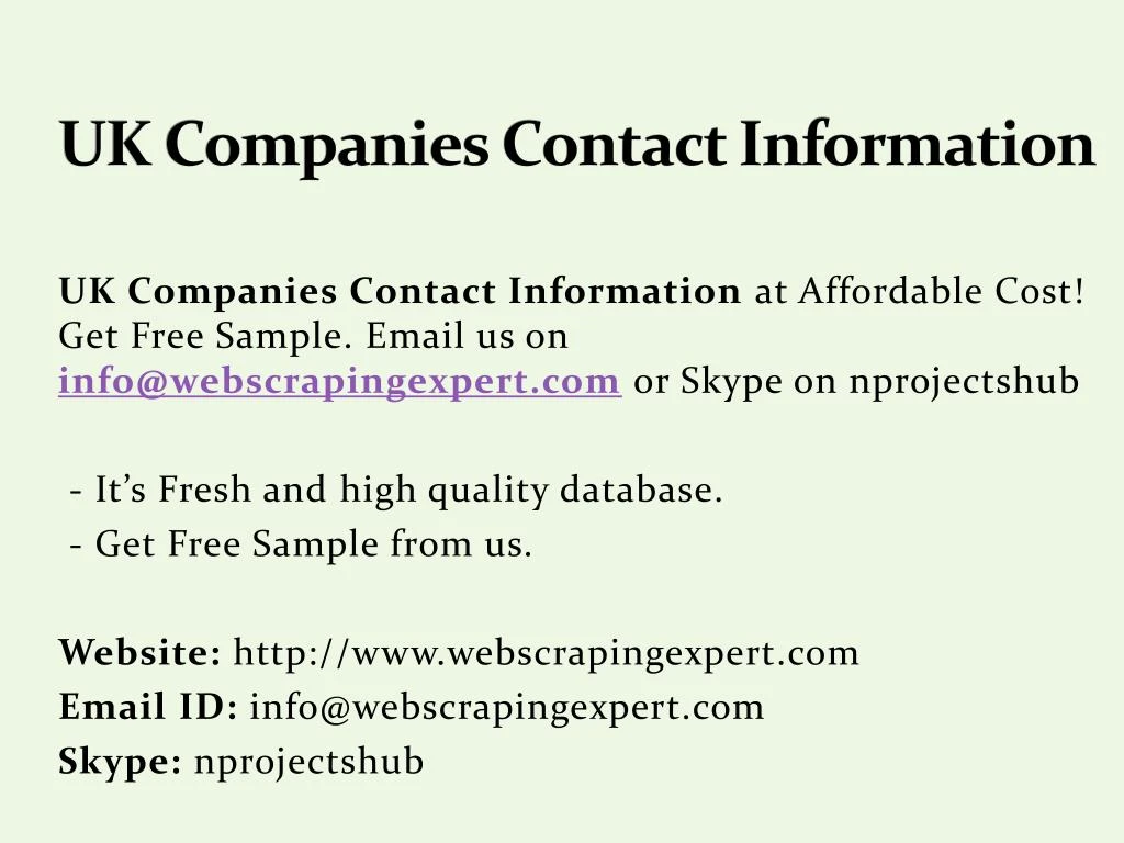 uk companies contact information