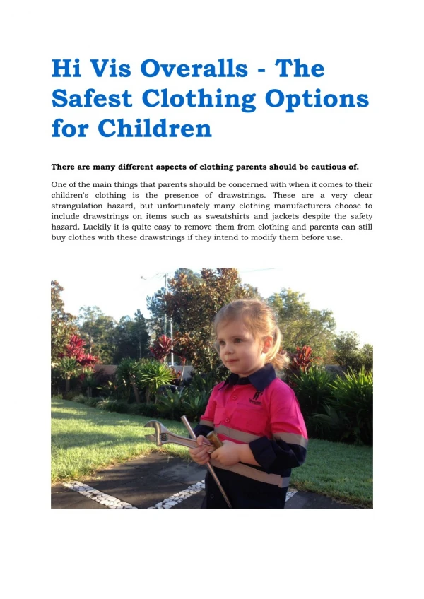 Hi Vis Overalls - The Safest Clothing Options for Children